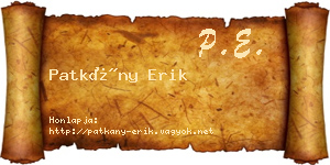 Patkány Erik névjegykártya